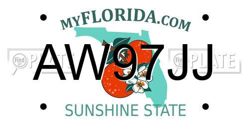 AW97JJ Florida License Plate