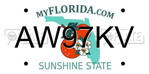 AW97KV Florida License Plate