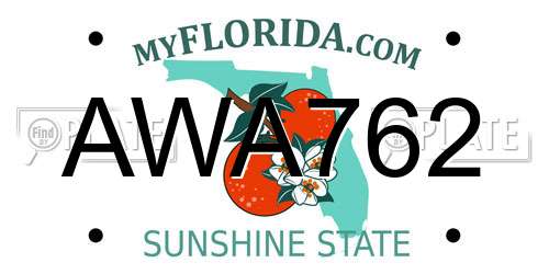 AWA762 Florida License Plate