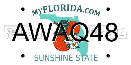 AWAQ48 Florida License Plate