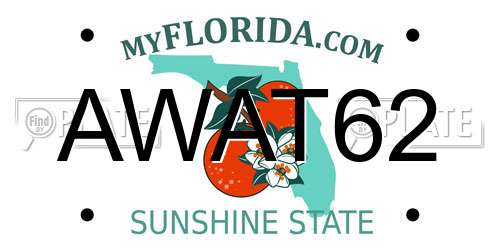 AWAT62 Florida License Plate