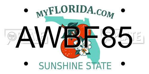 AWBF85 Florida License Plate