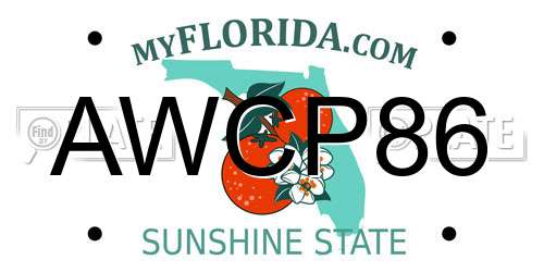 AWCP86 Florida License Plate