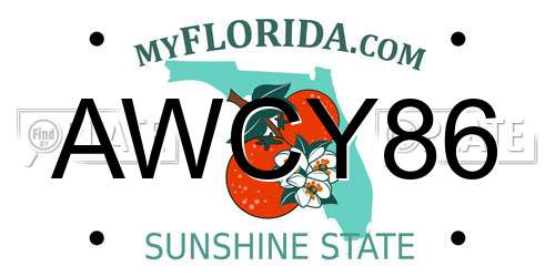 AWCY86 Florida License Plate