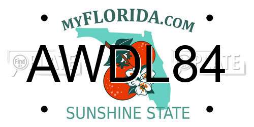 AWDL84 Florida License Plate