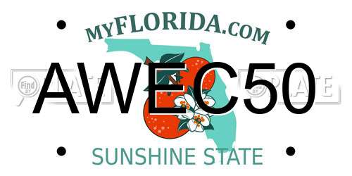 AWEC50 Florida License Plate