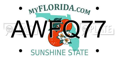AWFQ77 Florida License Plate