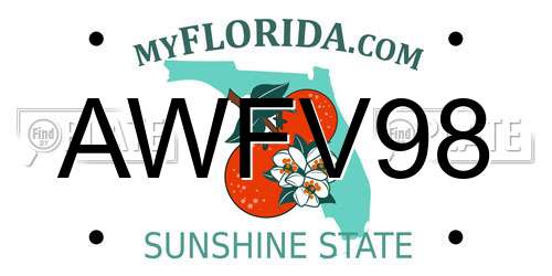 AWFV98 Florida License Plate
