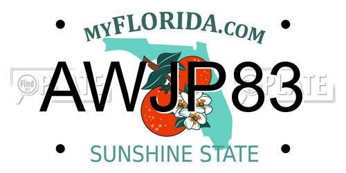 AWJP83 Florida License Plate