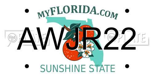 AWJR22 Florida License Plate