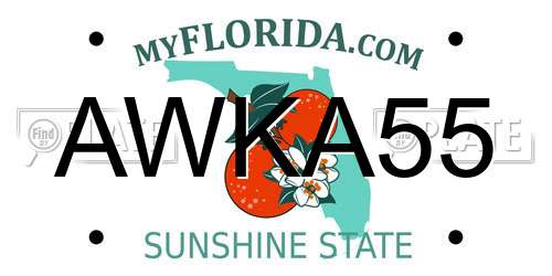 AWKA55 Florida License Plate