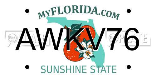 AWKV76 Florida License Plate