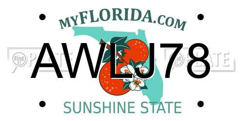 AWLJ78 Florida License Plate