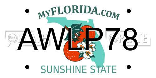 AWLP78 Florida License Plate
