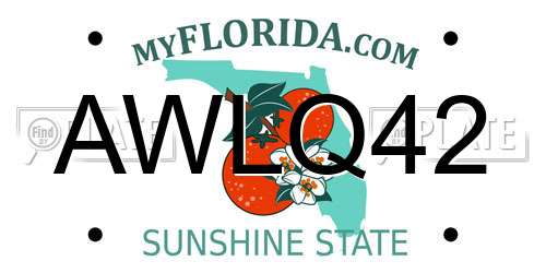 AWLQ42 Florida License Plate