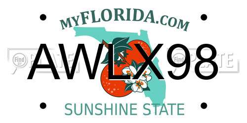AWLX98 Florida License Plate