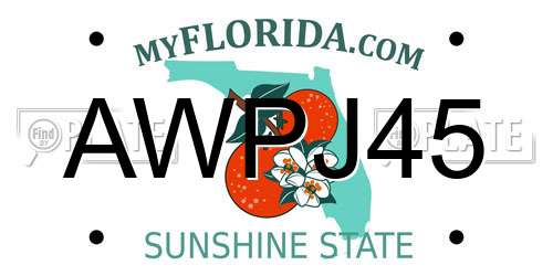 AWPJ45 Florida License Plate
