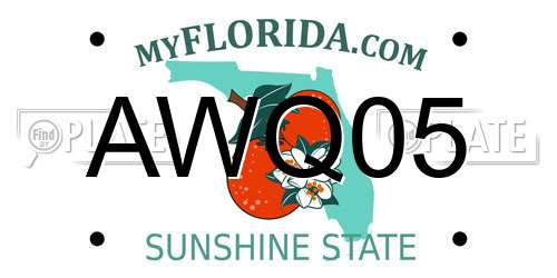 AWQ05 Florida License Plate