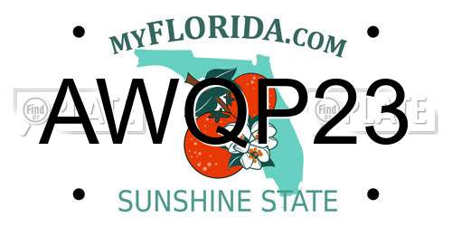 AWQP23 Florida License Plate