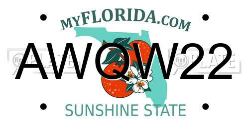 AWQW22 Florida License Plate