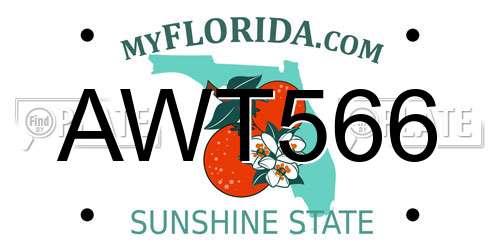 AWT566 Florida License Plate