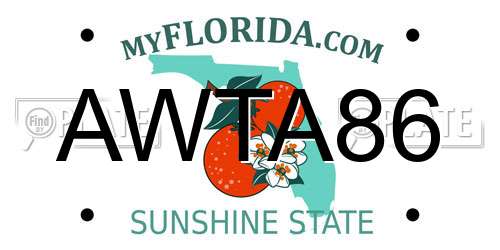 AWTA86 Florida License Plate