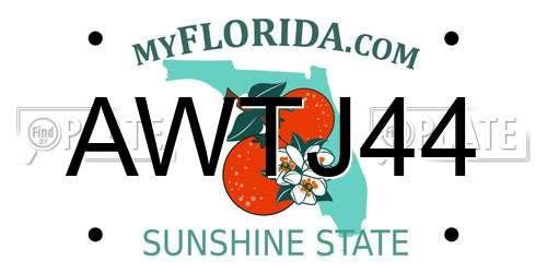 AWTJ44 Florida License Plate