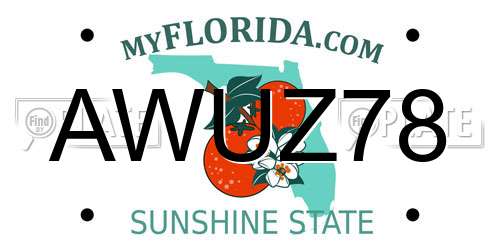 AWUZ78 Florida License Plate