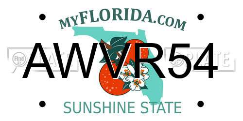 AWVR54 Florida License Plate