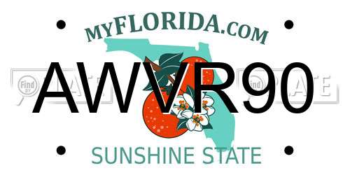 AWVR90 Florida License Plate