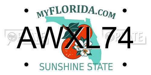 AWXL74 Florida License Plate