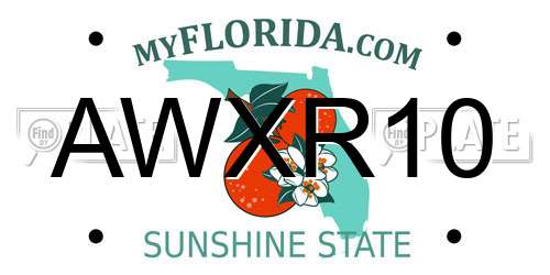 AWXR10 Florida License Plate