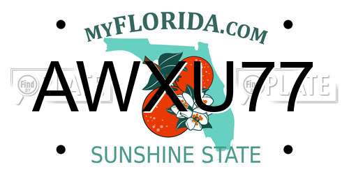 AWXU77 Florida License Plate