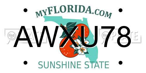 AWXU78 Florida License Plate