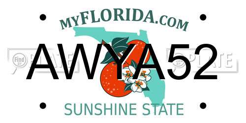 AWYA52 Florida License Plate