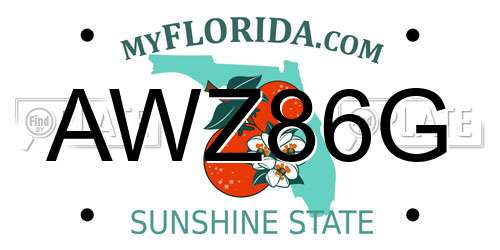 AWZ86G Florida License Plate