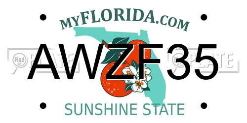 AWZF35 Florida License Plate