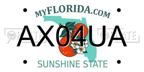 AX04UA Florida License Plate