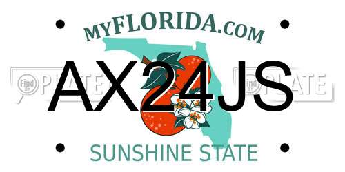 AX24JS Florida License Plate