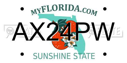 AX24PW Florida License Plate