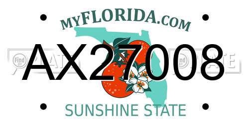AX27008 Florida License Plate