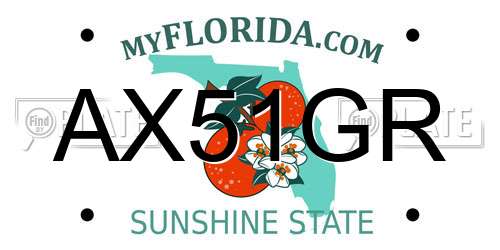 AX51GR Florida License Plate