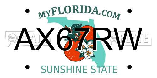 AX67RW Florida License Plate