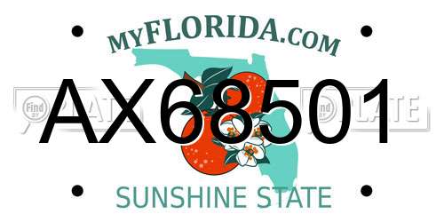 AX68501 Florida License Plate