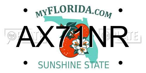 AX71NR Florida License Plate