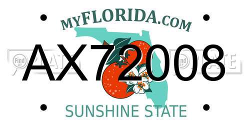 AX72008 Florida License Plate