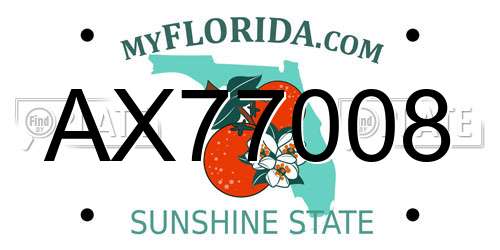 AX77008 Florida License Plate