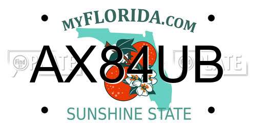 AX84UB Florida License Plate