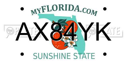 AX84YK Florida License Plate