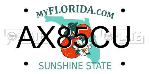 AX85CU Florida License Plate